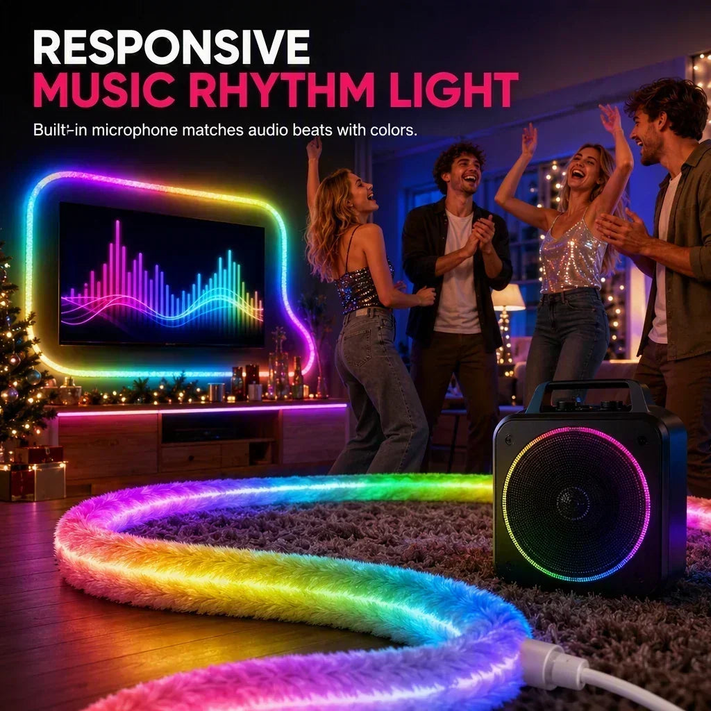 ⏳Limited-time 50% off⏰Faux Fur Neon Light Strip – 360° all-round glow 🌈💈
