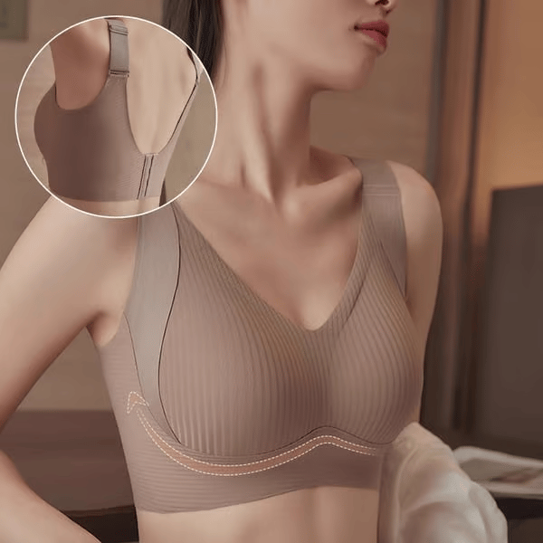 🎁HOT SALE!💕Subtle Striped Seamless Bra with W-Support – Comfort & Style!