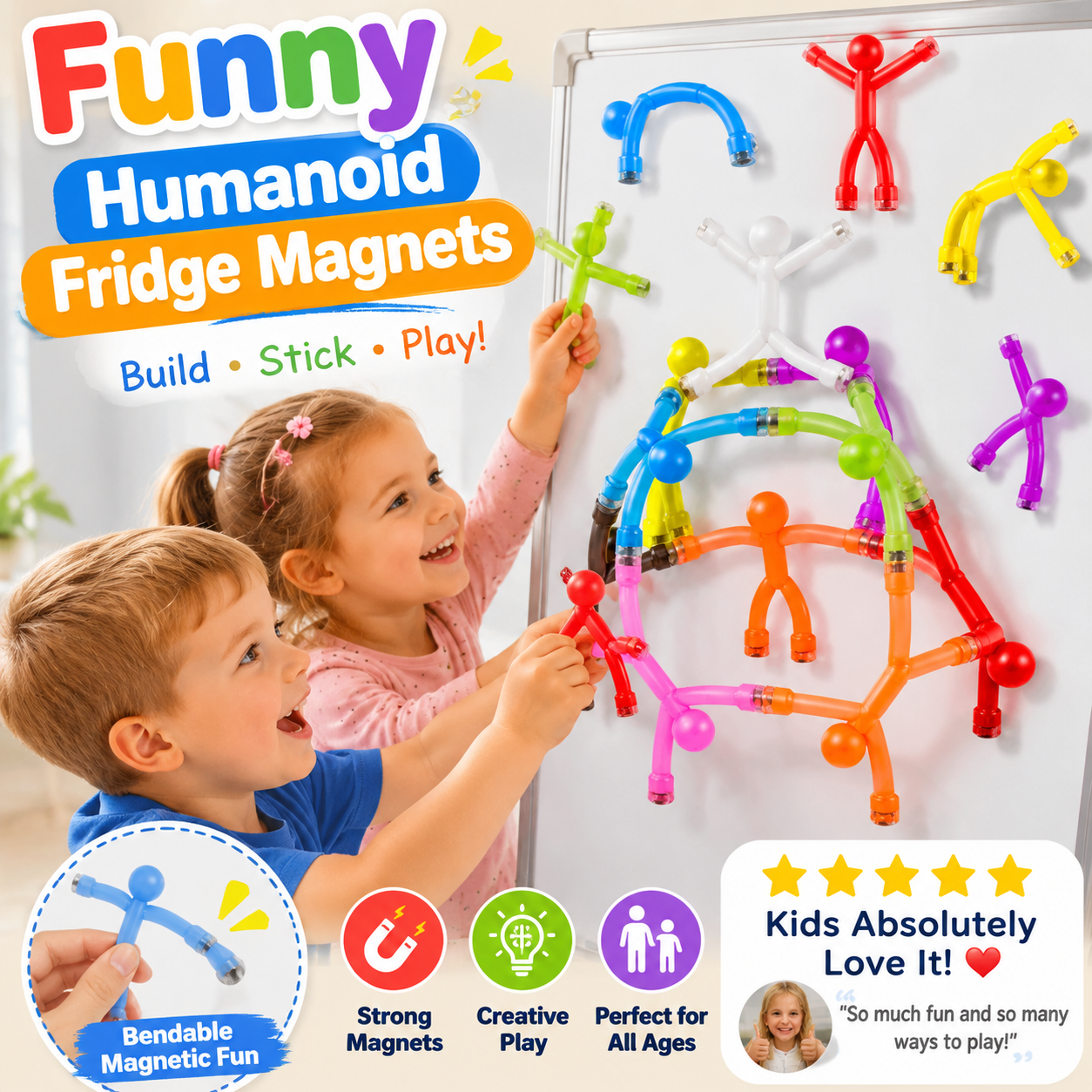 🔥 50% OFF 🧲 Magnetic Creative Figures | Strong Magnetic Attachment, Articulated Joints & Stress Relief – Perfect for the Fridge, Desk or Storage ✨