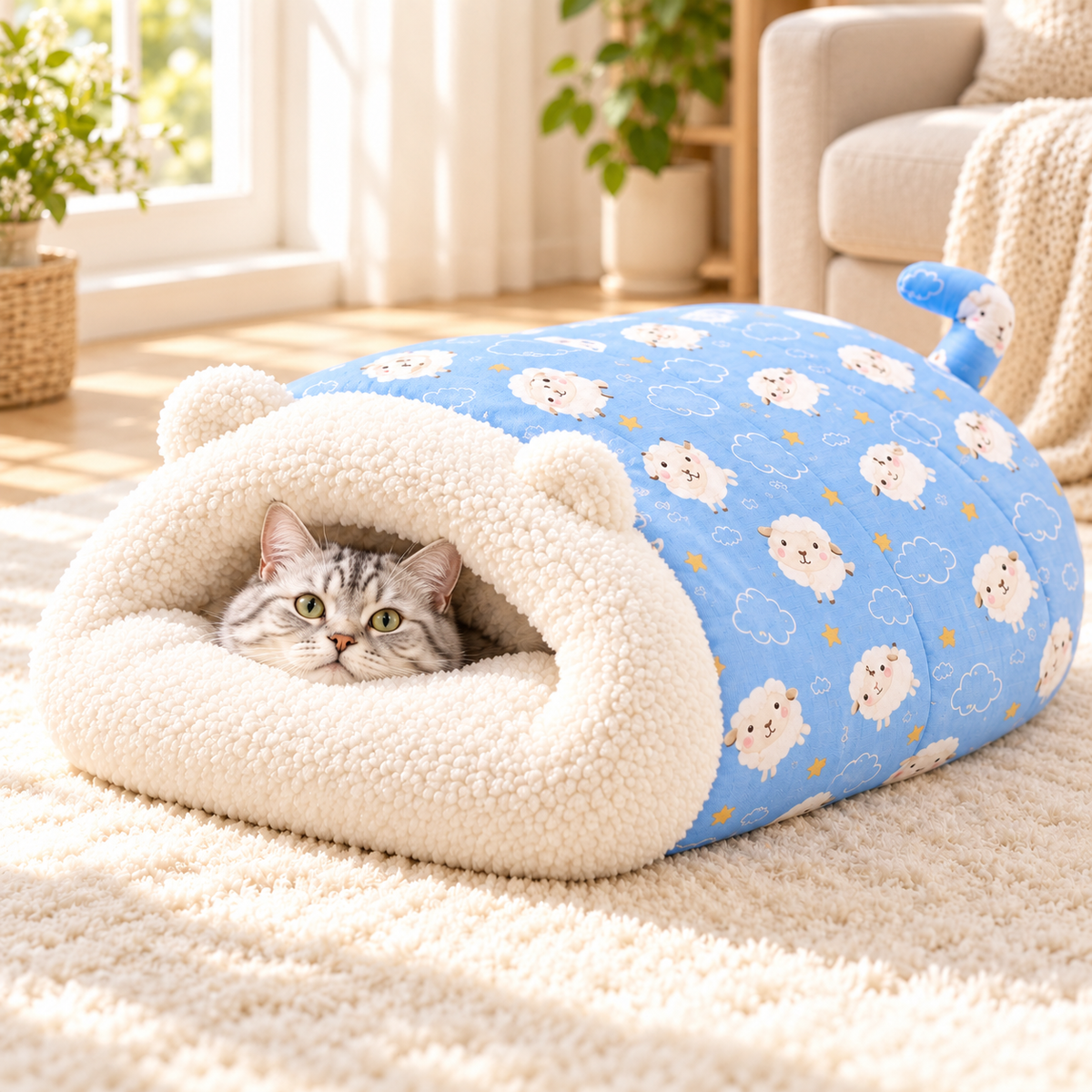🐾50% OFF! 🛏️ Semi-Enclosed Warm Pet Sleeping Bag Bed – Windproof, Plush & Cozy Pet Bed for Cats & Small Dogs, Soft Calming Nest for Winter Naps 🌨️
