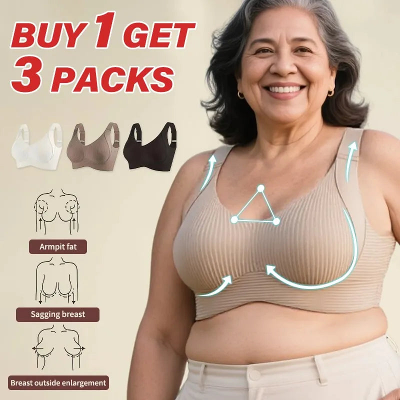 🎁HOT SALE!💕Subtle Striped Seamless Bra with W-Support – Comfort & Style!