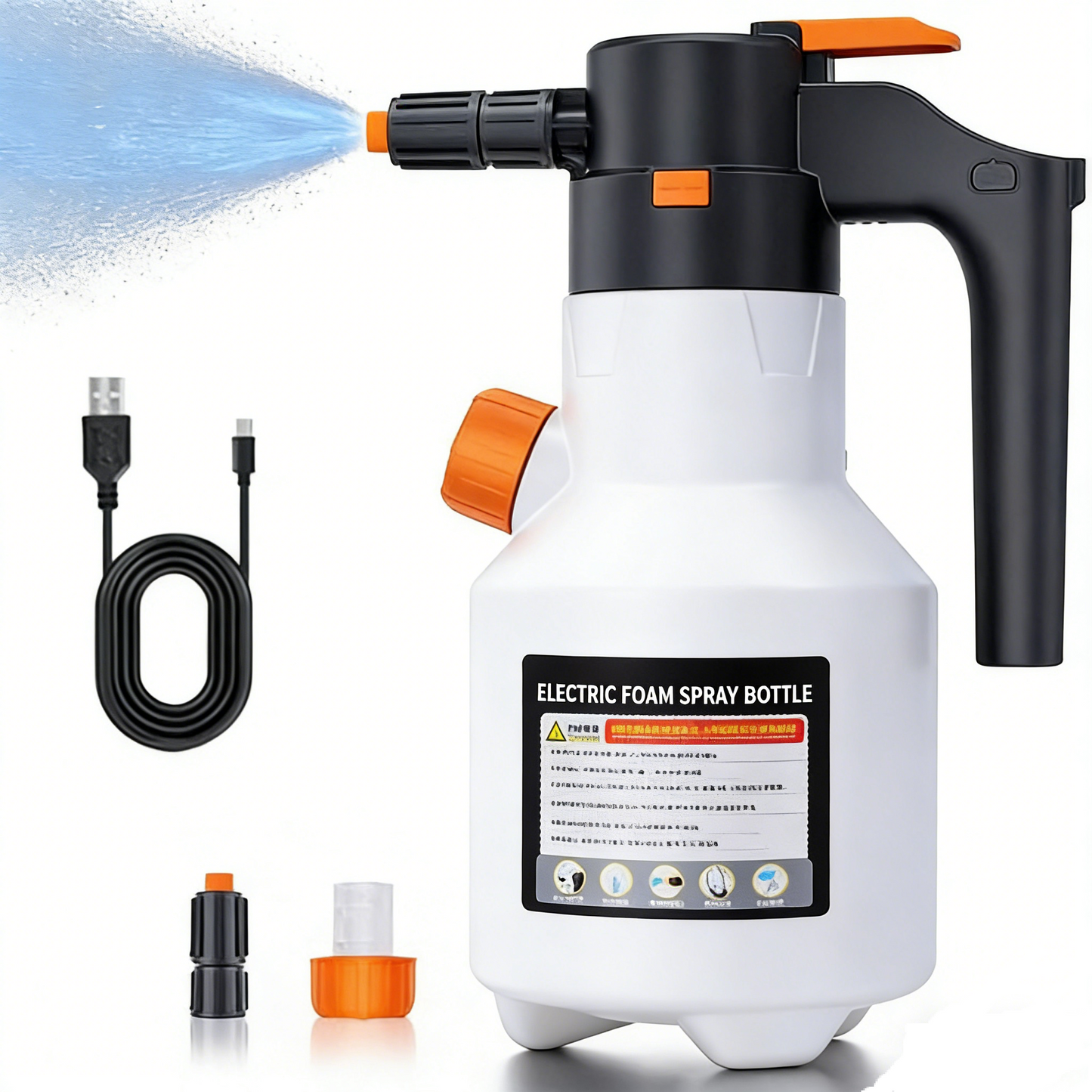 Electric car wash foam gun, handheld high-pressure cleaner, multifunctional, large capacity, long battery life, for cars, kitchen, household cleaning