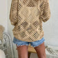 🔥Summer Hot Sale-50% Off!!💕Womens Bohemian-Inspired Beige Crochet Top with V-Neck