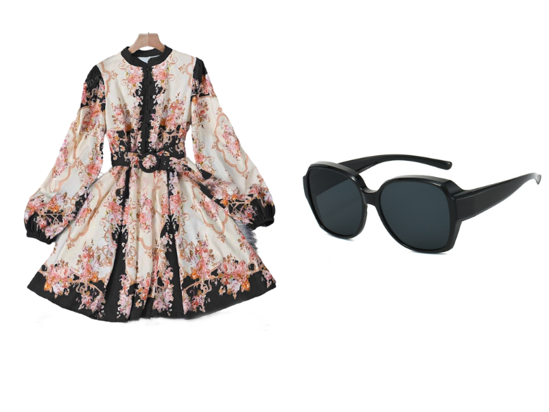 🌸 Timeless Elegance – Romantic Floral Print High Neck Mini Dress🌷