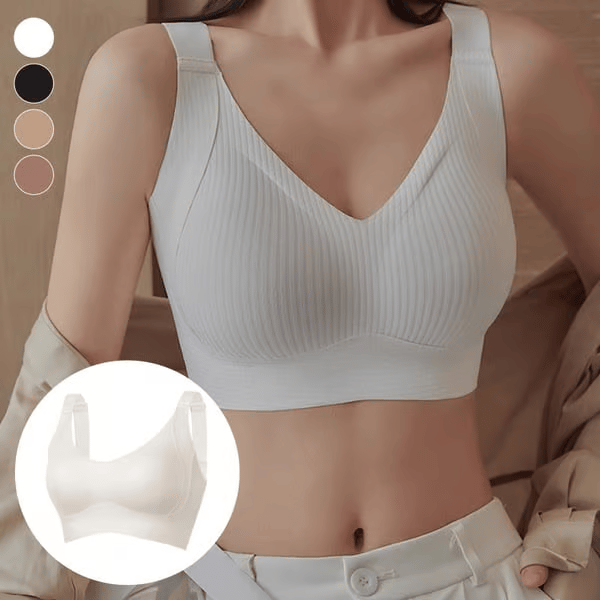 🎁HOT SALE!💕Subtle Striped Seamless Bra with W-Support – Comfort & Style!