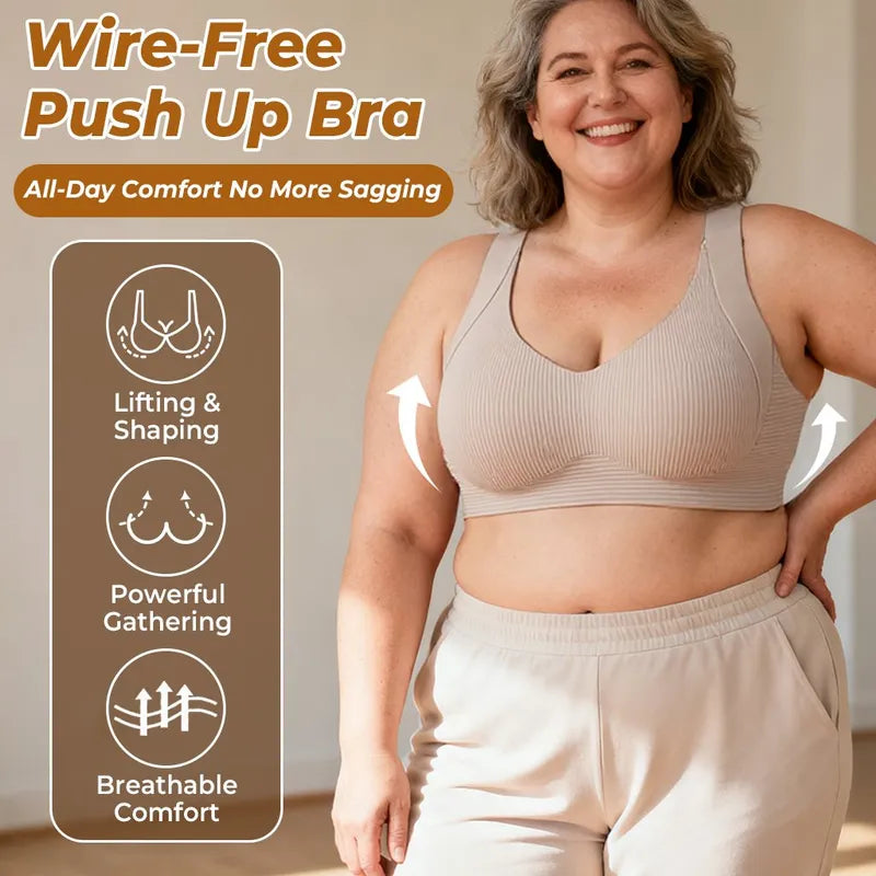 🎁HOT SALE!💕Subtle Striped Seamless Bra with W-Support – Comfort & Style!