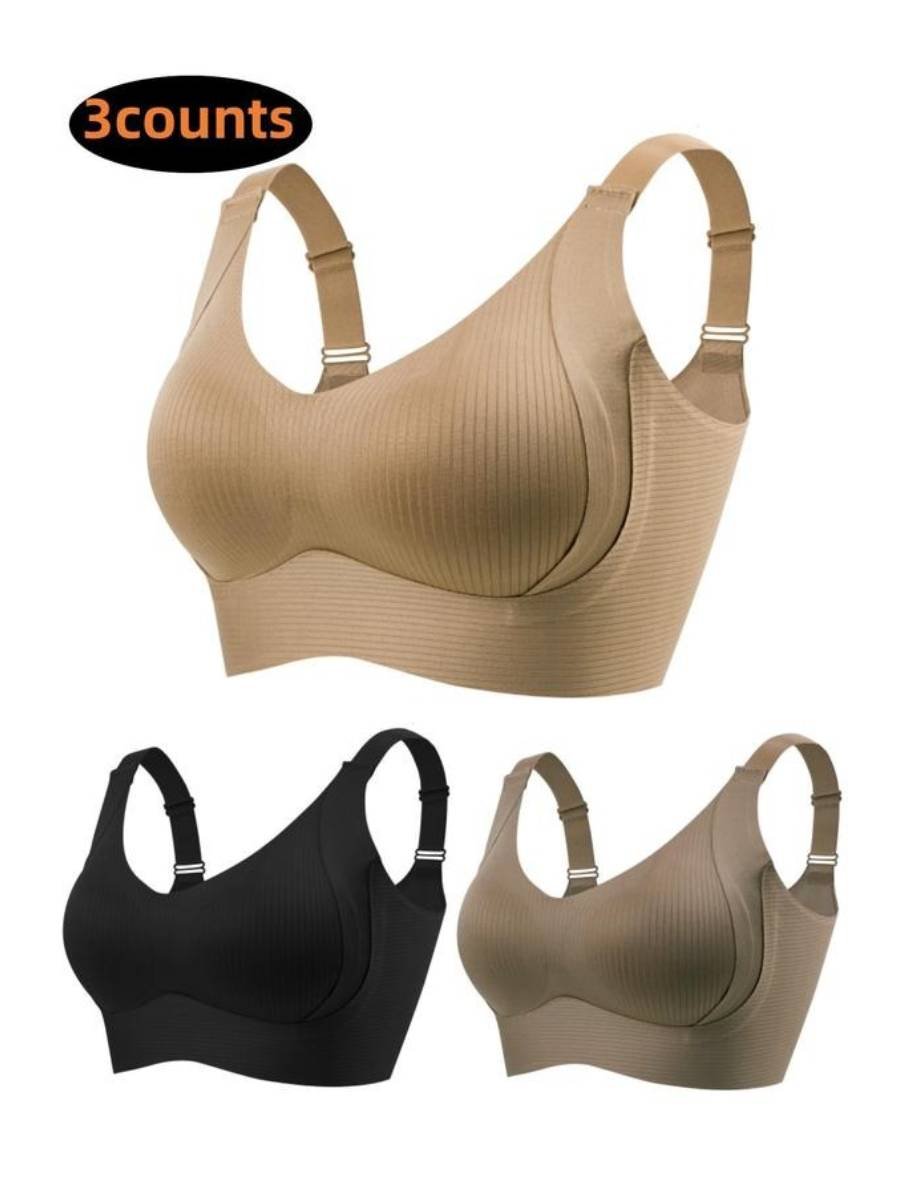 🎁HOT SALE!💕Subtle Striped Seamless Bra with W-Support – Comfort & Style!