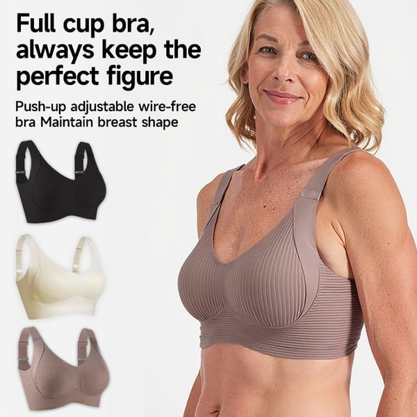 🎁2026 HOT SALE!🎁Huge discount 🔥 💕 Subtle Striped Seamless Bra with W-Support – Comfort & Style!