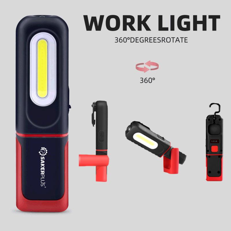 🔥 Rechargeable Work Light, 3000LM COB LED Magnetic Mechanic Light with 360° Swivel Hook, 180° Adjustable Stand, Flashlight Mode, USB-C Charging, IP54 Water-Resistant for Car Repair, Garage & Camping