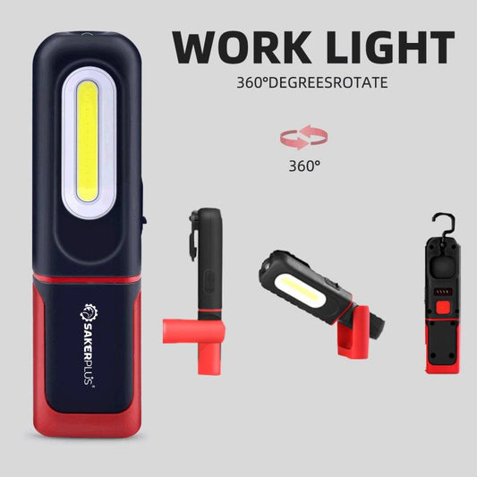 🔥 Rechargeable Work Light, 3000LM COB LED Magnetic Mechanic Light with 360° Swivel Hook, 180° Adjustable Stand, Flashlight Mode, USB-C Charging, IP54 Water-Resistant for Car Repair, Garage & Camping