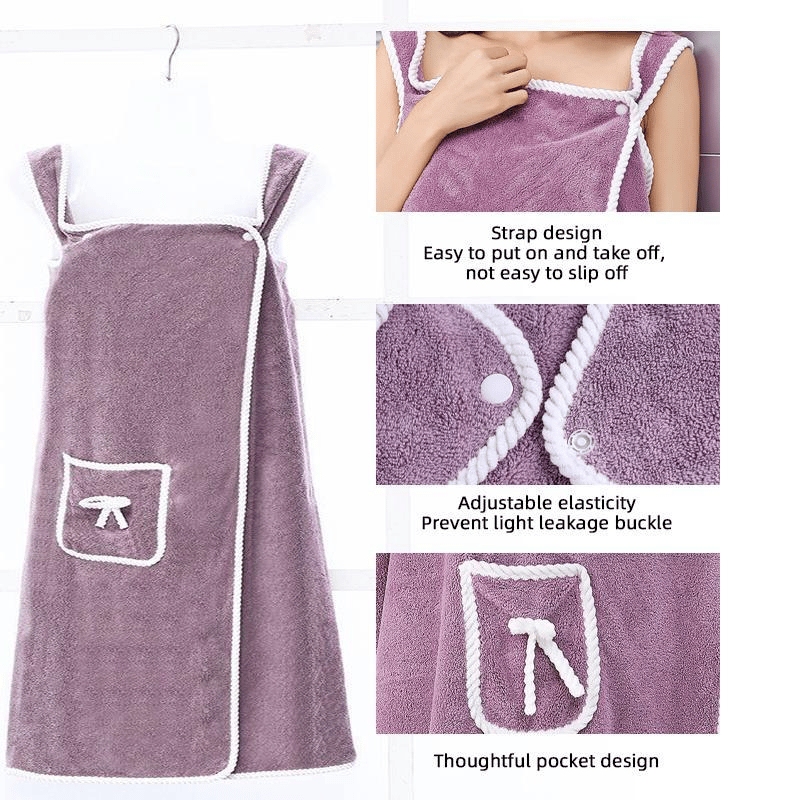 💥 50% OFF! ✨ Plus Size Women's Wearable Shower Skirt – Secure 2-Button Design, Super-Soft Coral Fleece & Quick-Dry Absorbent – Full Coverage That Stays Put, No Awkward Towel Drops 🚿