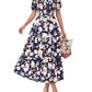 ⏰Summer Hot Sale 50% OFF💃Women's Floral Square Neck Puff Short Sleeve Smocked Tiered Dress
