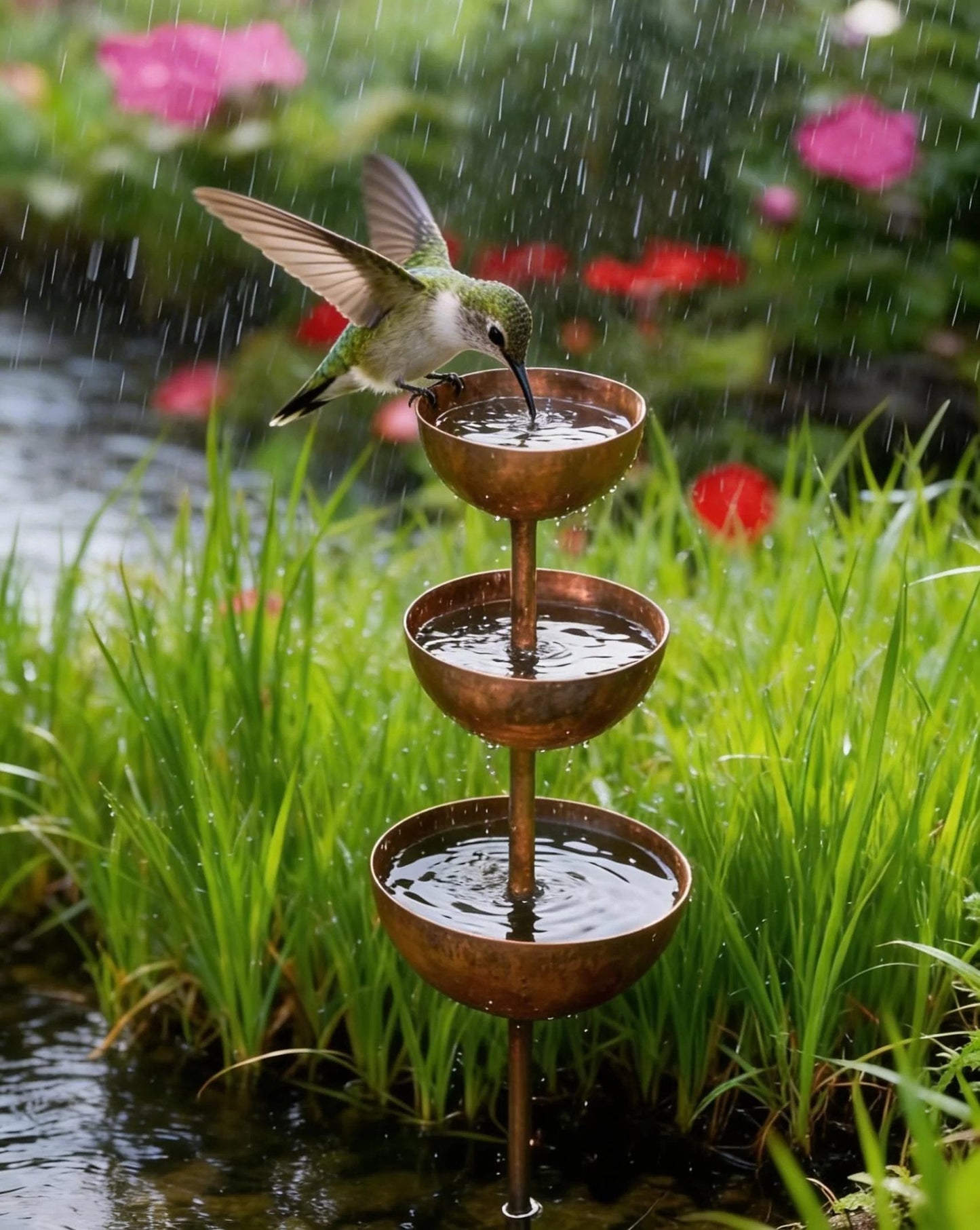 🐦Final Hours Flash Sale ￡10.99!!⚡ Rain Catcher - Plant Support 🌧️Metal Garden Ornament