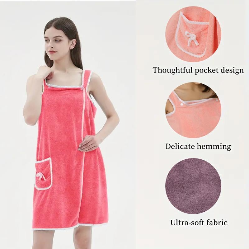 💥 50% OFF! ✨ Plus Size Women's Wearable Shower Skirt – Secure 2-Button Design, Super-Soft Coral Fleece & Quick-Dry Absorbent – Full Coverage That Stays Put, No Awkward Towel Drops 🚿