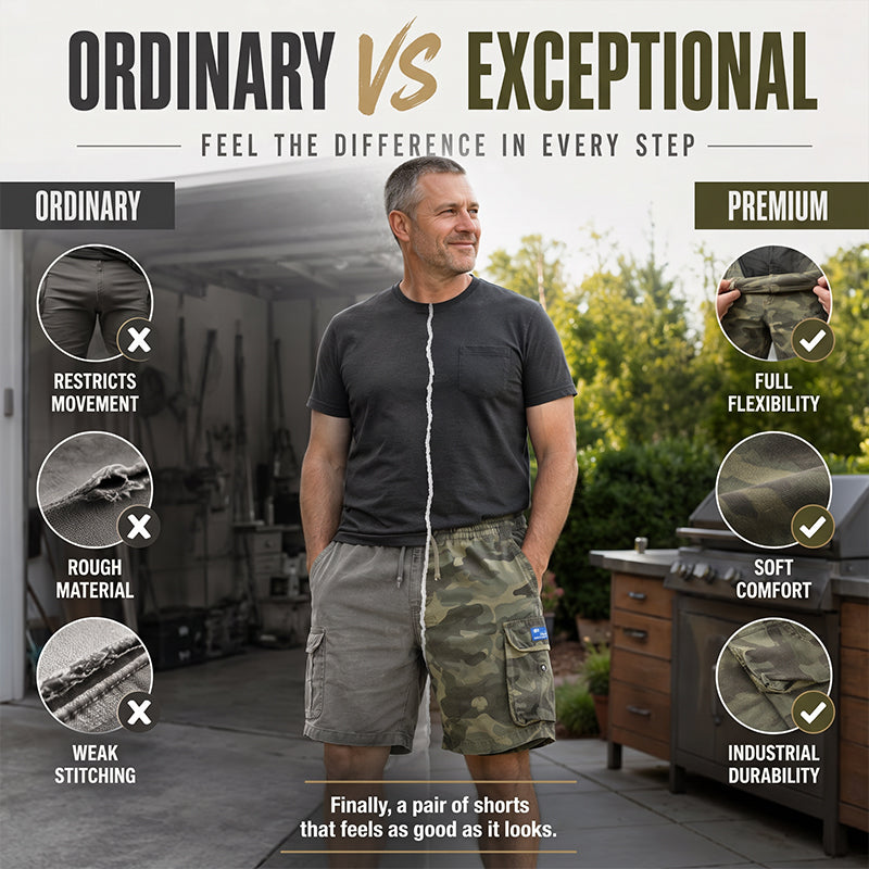 🩳 LIMITED-TIME 50% OFF! ✨ Men's Casual Relaxed Fit Cargo Shorts – Multi-Pockets, Breathable, Rugged 🌲