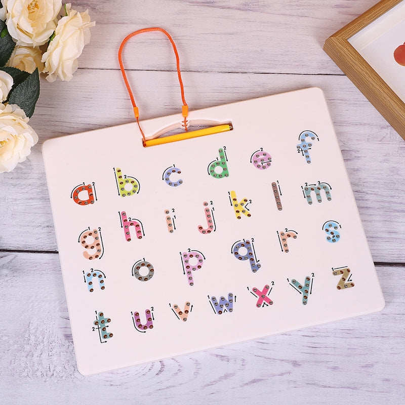 Magnetic Letter Tracing Board, 2-in-1 Double-Sided ABC Magnets for Kids Ages 3-5, Uppercase & Lowercase Letter Writing Practice - Preschool Learning Toys, Road Trip Car Activities for Toddlers, Learning Education Toys,back to school