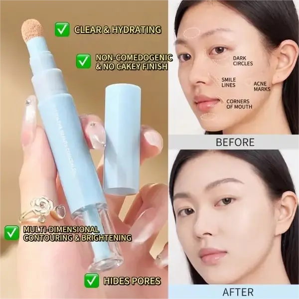 🔥Buy 1 Get 1 Free! 💄Multipurpose Hydrating Liquid Concealer Pen – Conceal, Hydrate & Touch Up On the Go, Two Pens to Keep & Share ✨