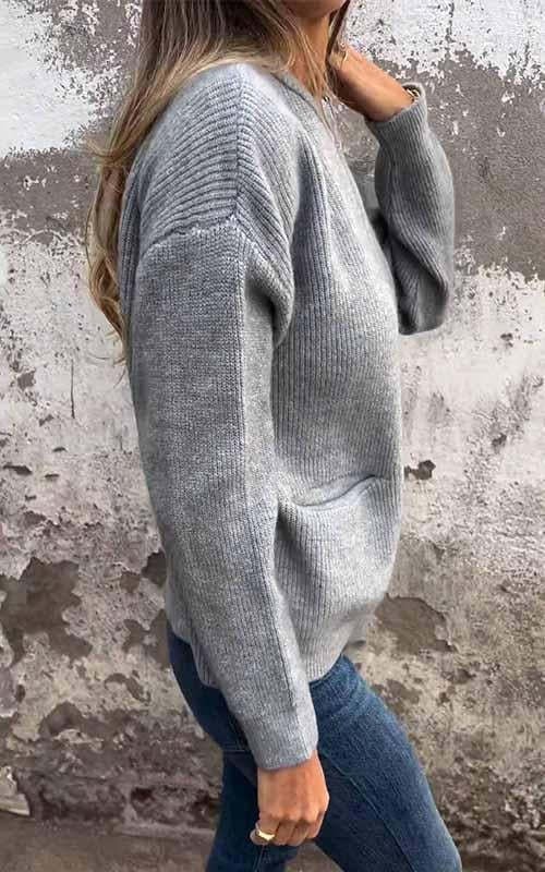 🔥HOT SALE - Round Neck Zipper Knitted Jacket