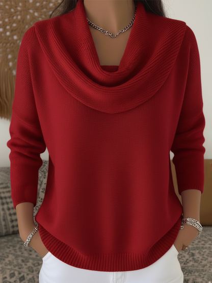 Women's Soft and Elegant Solid Color Ruffled Collar Sweater Top