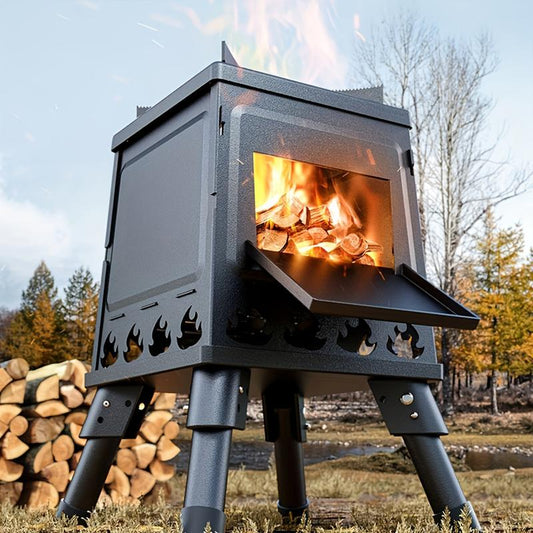 🔥Portable Wood Burning Rocket Stove | 16 Vent Holes Efficient Burn | Outdoor Wood Stove | Foldable Camping Cooker