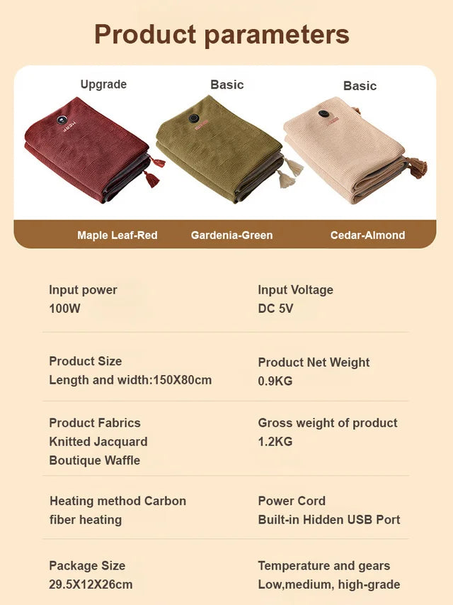 🏆LAST DAY 50% OFF🧣Draagbare USB Verwarmde Deken om te Dragen