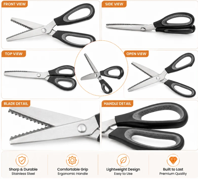 🥳2026 HOT SALE🥳💞50K+ SOLD! ✂️🧵 50% OFF! Serrated Sewing Scissors – zigzag blades stop fabric fraying. Ultra-sharp stainless steel cuts clean to the tip – perfect for quilting, sewing & crafts! 🪡✨