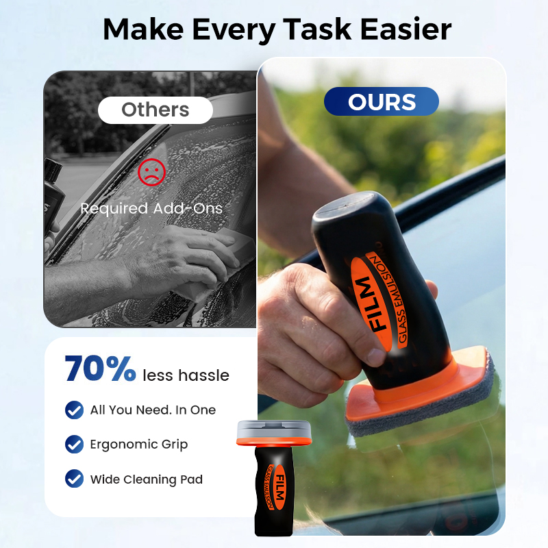 🚗 Auto Glass Oil Film Remover – Helps Remove Grease, Wax & Road Grime for Clearer Night & Rainy Driving 🌧️✨