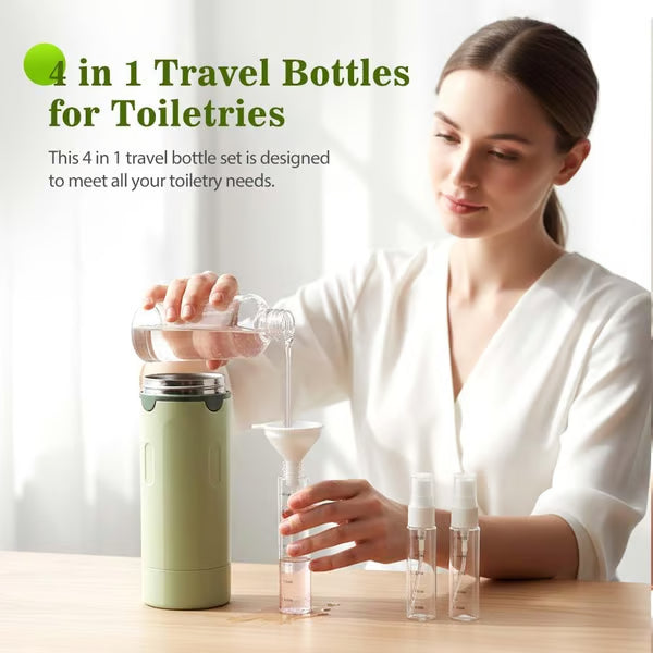 🧴 49% OFF NOW! 🎉 4-in-1 Travel Dispenser Bottles – Leak-Proof, Refillable & TSA Approved ✈️📦