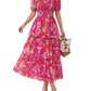⏰Summer Hot Sale 50% OFF💃Women's Floral Square Neck Puff Short Sleeve Smocked Tiered Dress