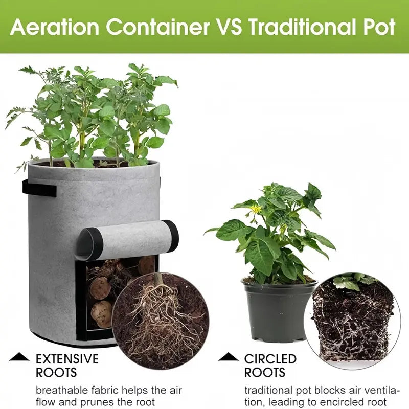 18/26/38L Large Capacity Potato Grow Planter PE Container Bag Pouch Tomato Vegetables Garden Outdoor