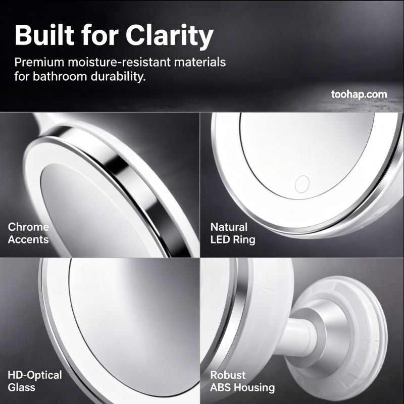 ⏳🔥LIMITED-TIME 50% OFF! ⏰💄10X Magnifying LED Makeup Mirror, Suction Mounted Illuminated Mirror For Skincare & Cosmetic Application💄