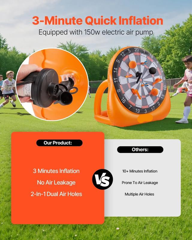 🎯⚽️Inflatable soccer dartboard, giant soccer dartboard, comes with 2 soccer balls and air pump, can be set up in 3 minutes, ideal for large garden games.