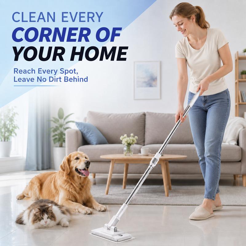 🧹50% OFF NOW! Auto-Clamp Flat Mop with Stainless Steel Extended Handle – One-Click Release Floor Mop, Works With Old Towels, Reusable Mop for Household Hard Surface Cleaning