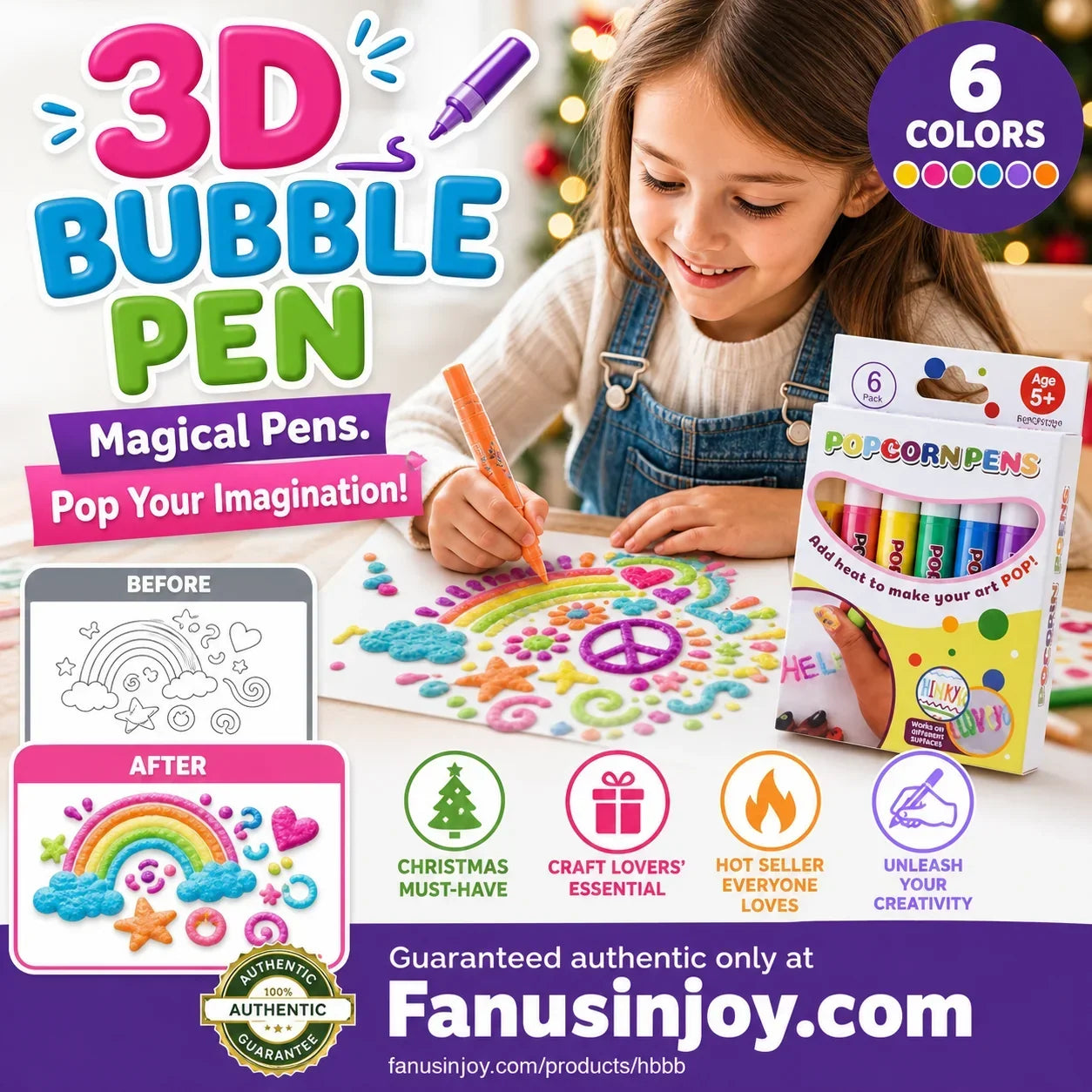 🎁🔮Magic Pen – Draw 3D with one stroke!🎄 DIY Bubble Popcorn Drawing Pens& Buy 3 Pay 2 🔥
