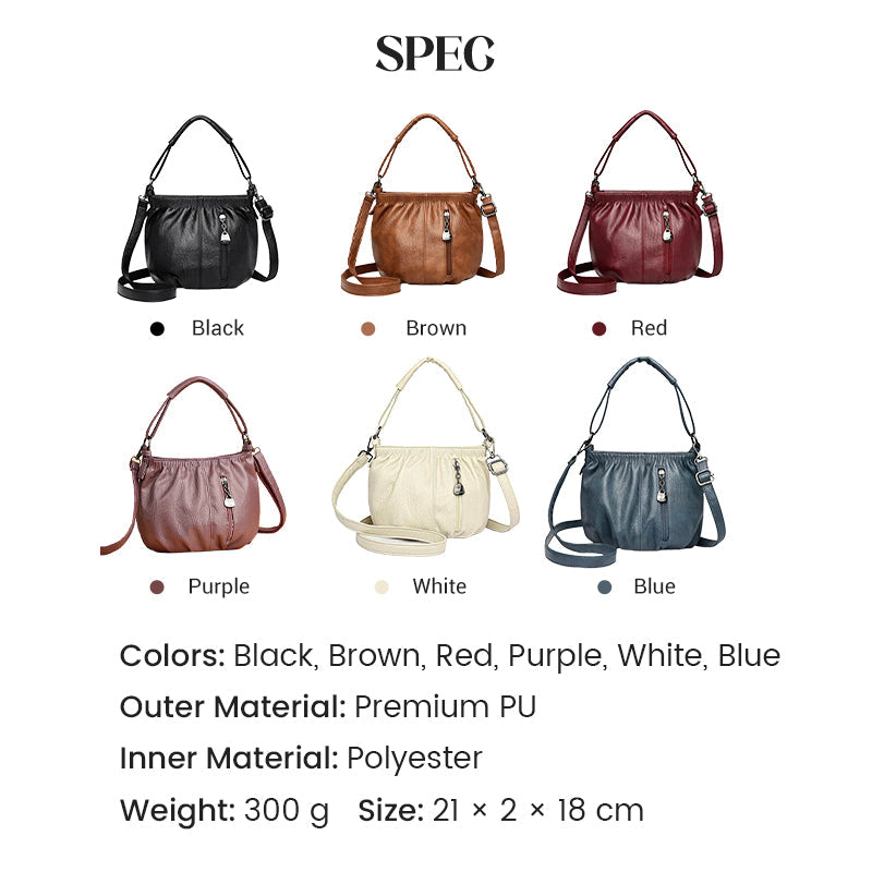 🎀2026 New Arrival🔥Casual Pleated Bucket Soft Leather Handbag Shoulder Bag