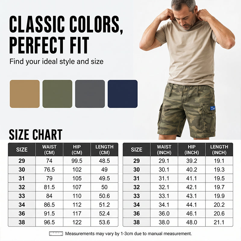 🩳 LIMITED-TIME 50% OFF! ✨ Men's Casual Relaxed Fit Cargo Shorts – Multi-Pockets, Breathable, Rugged 🌲