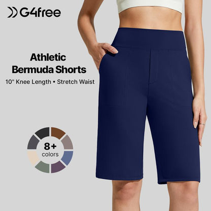 ⏰Last Day Sale 49% OFF🔥Women's Bermuda Shorts with Pockets -👍Knee Length Athletic Casual Long Shorts1