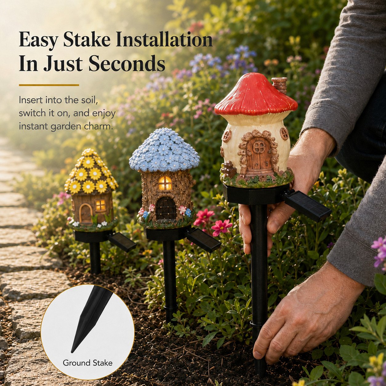🎁2026 New Arrivals 50% OFF🌙🏡Solar Fairy-Tale Mushroom Cottage Garden Light