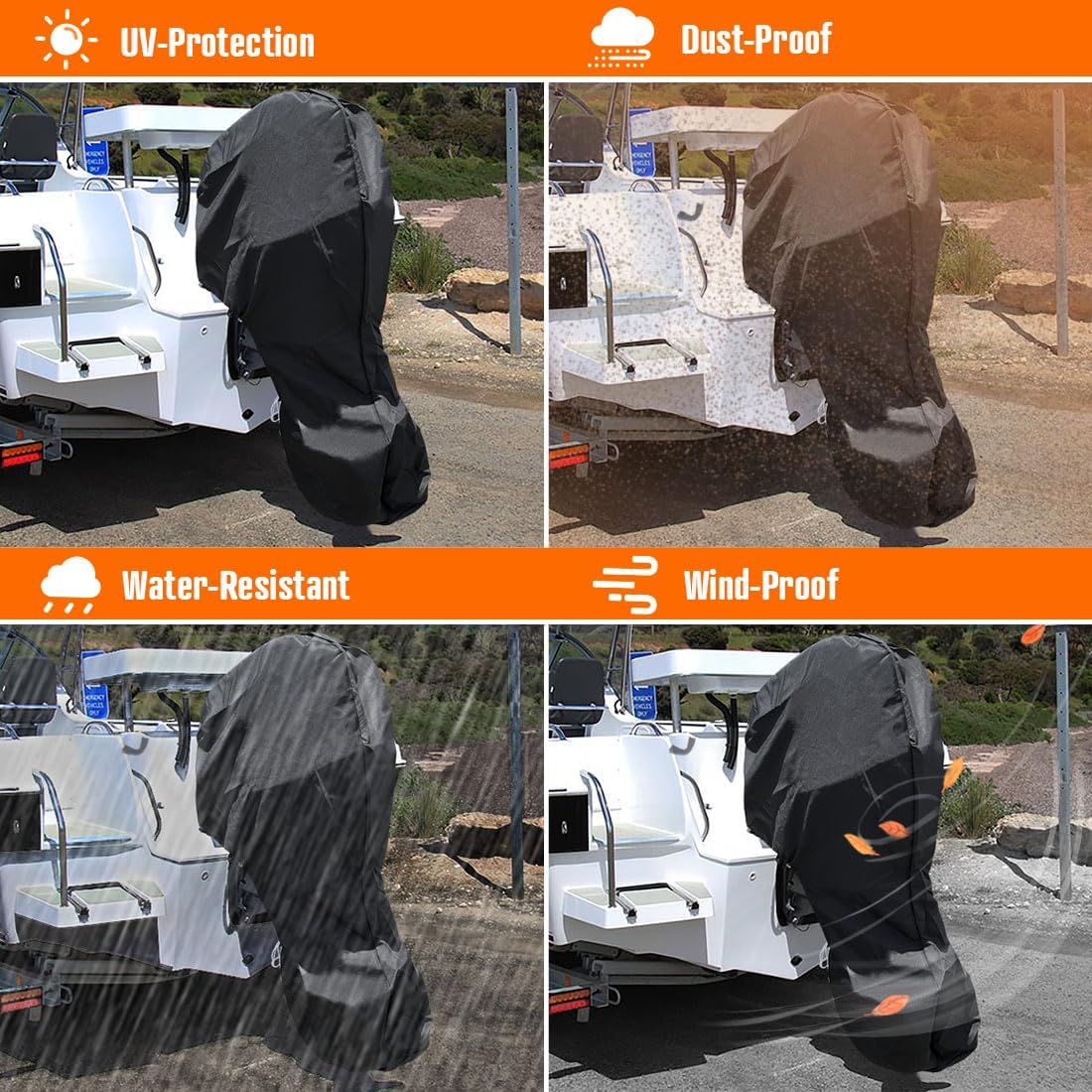 🚤❄️ 50% OFF – FULL-COVERAGE BOAT MOTOR COVER IN 420D OXFORD – PROTECT YOUR OUTBOARD FROM RAIN, SNOW & UV, NO TOOLS NEEDED! 🛡️