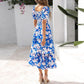 ⏰Summer Hot Sale 50% OFF💃Women's Floral Square Neck Puff Short Sleeve Smocked Tiered Dress