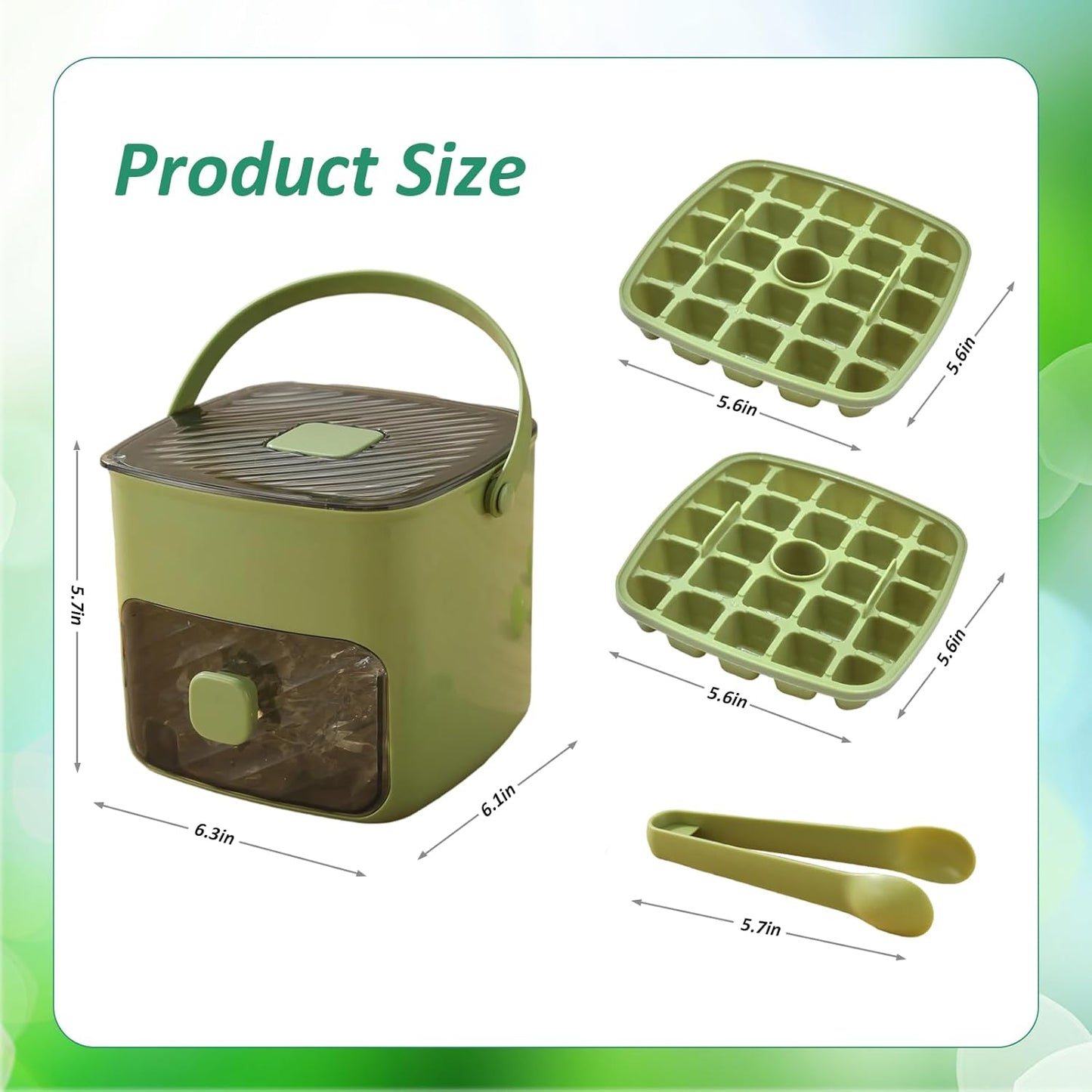 🥳2026 HOT SALE🏖️✅Essential for summer🥤🧊 Ice Cube Maker with Storage – 48 cubes at once, leak‑proof lid. Stackable, saves space. Includes ice scoop & tong.