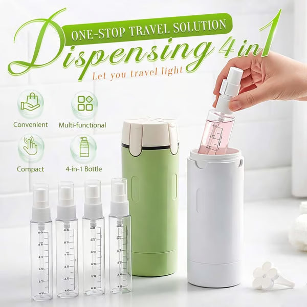 🧴 49% OFF NOW! 🎉 4-in-1 Travel Dispenser Bottles – Leak-Proof, Refillable & TSA Approved ✈️📦