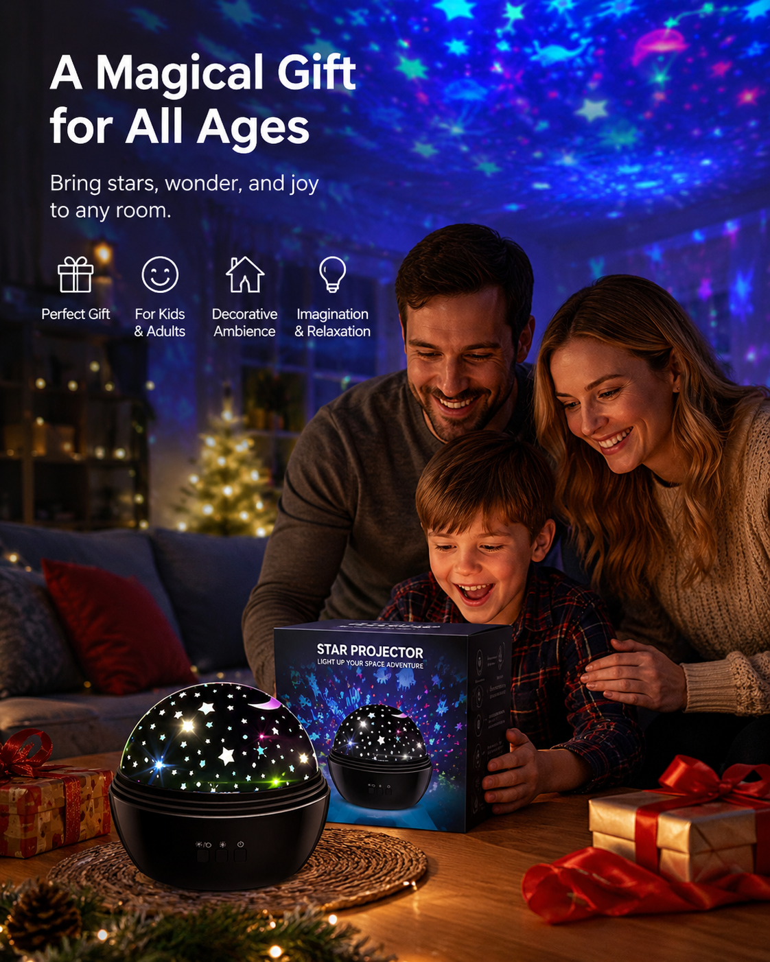 🌌 50% OFF NOW! ⭐ 2-in-1 Rotating Star Projector Night Light – Soothing starry projection, calming colors & rotating effect – Perfect for kids’ rooms & relaxation 🌙