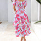 ⏰Summer Hot Sale 50% OFF💃Women's Floral Square Neck Puff Short Sleeve Smocked Tiered Dress