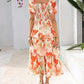 ⏰Summer Hot Sale 50% OFF💃Women's Floral Square Neck Puff Short Sleeve Smocked Tiered Dress