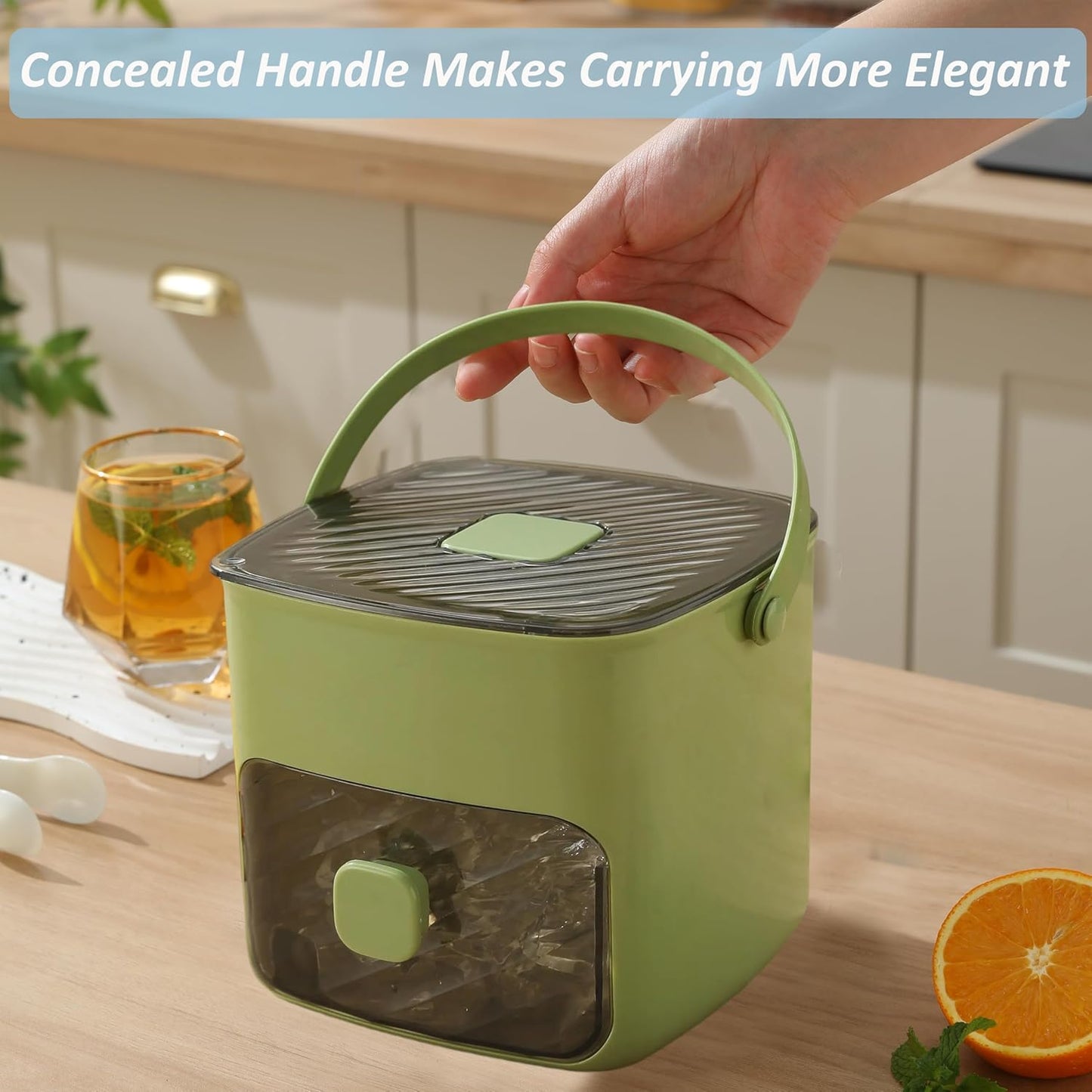 🥳2026 HOT SALE🏖️✅Essential for summer🥤🧊 Ice Cube Maker with Storage – 48 cubes at once, leak‑proof lid. Stackable, saves space. Includes ice scoop & tong.