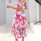⏰Summer Hot Sale 50% OFF💃Women's Floral Square Neck Puff Short Sleeve Smocked Tiered Dress