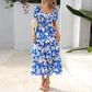 ⏰Summer Hot Sale 50% OFF💃Women's Floral Square Neck Puff Short Sleeve Smocked Tiered Dress