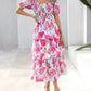 ⏰Summer Hot Sale 50% OFF💃Women's Floral Square Neck Puff Short Sleeve Smocked Tiered Dress