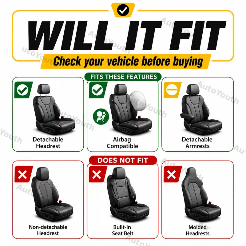 ⏳🔥LIMITED-TIME 50% OFF! ⏰Car Seat Covers for 5 Seats Universal, Fabric Breathable Car Front & Rear Seat Protectors, Airbag Compatible, Full Protection, Fits Most Cars Trucks Vans SUVs, Red Gray Black Blue Seat Covers